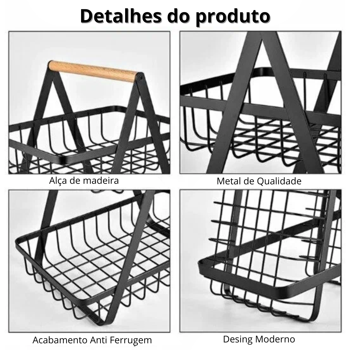 Fruteira de Mesa Premium Aramado 2 Andares - Imagem 6