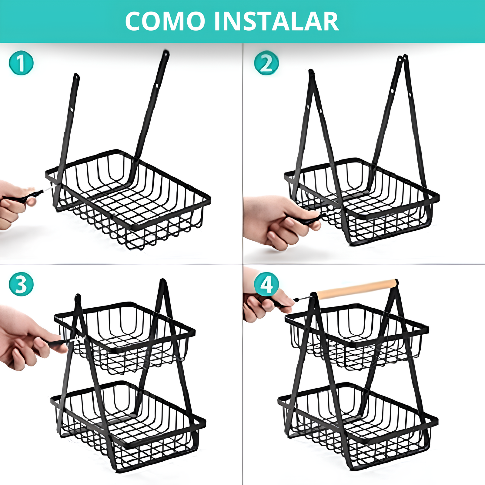 Fruteira de Mesa Premium Aramado 2 Andares - Imagem 4