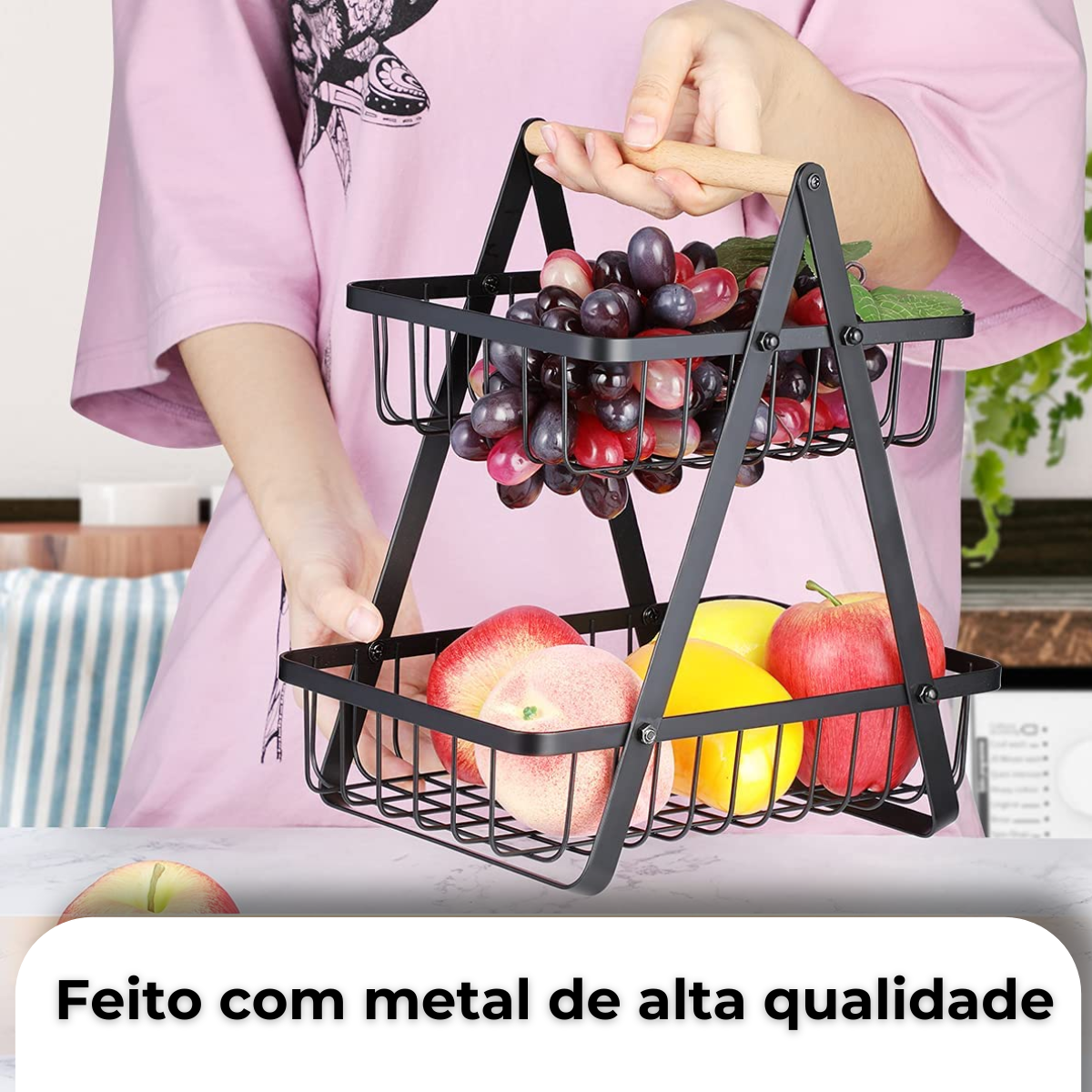 Fruteira de Mesa Premium Aramado 2 Andares - Imagem 3